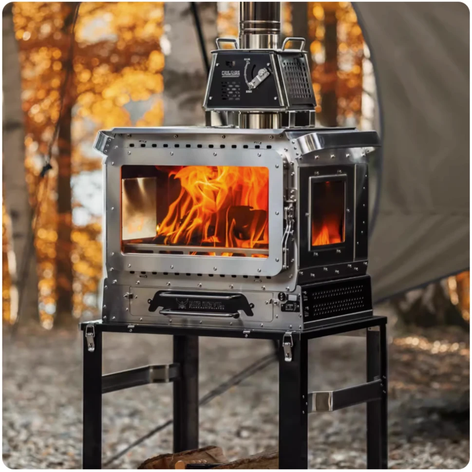 黑固大魔王户外大帐篷专用壁炉露营取暖柴火炉高热值大炉