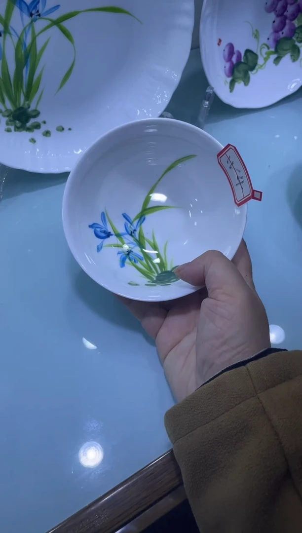碗年终大促 两个装景德镇高温白玉瓷釉下彩手绘4.75英寸碗W4