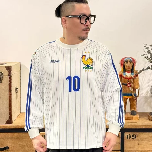 预售-法国高卢雄鸡10号长袖足球服透气休闲运动速干数码喷绘帅气