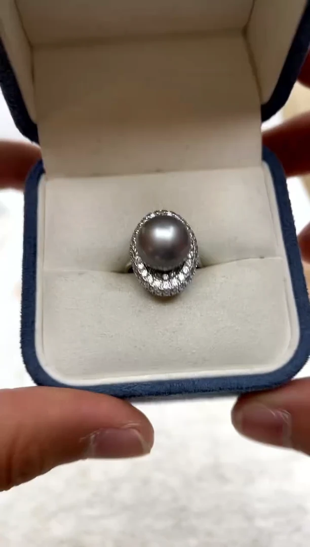 银S925镶嵌戒指海水珍珠