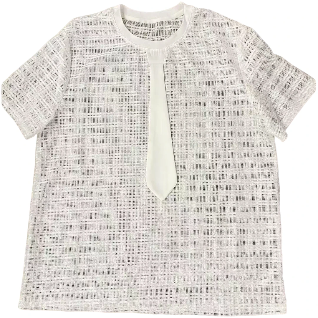 【蔡丽丽 & 添羽 】时尚洋气高级百搭领带T恤上衣wL50180