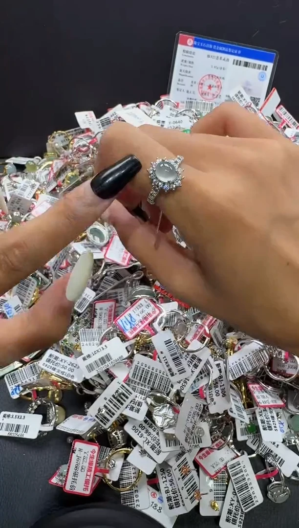 翡翠戒指银S925镶嵌戒指192