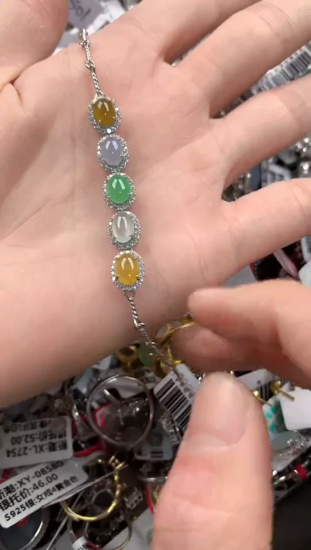 银S925镶嵌戒指翡翠7777----5