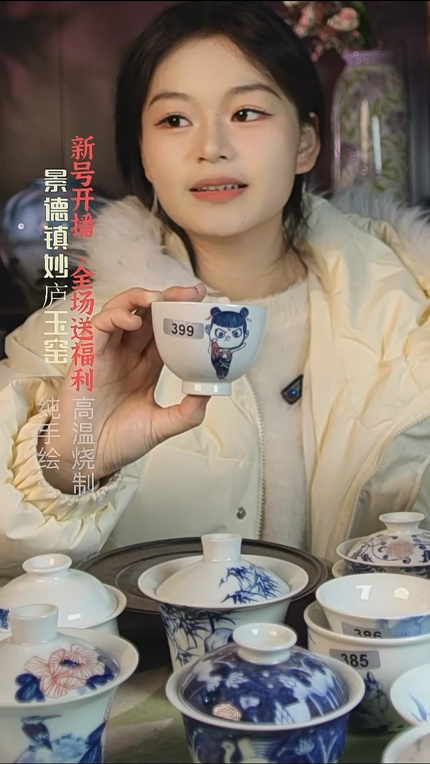 盘陶妙庐玉窑鸡心杯399微瑕