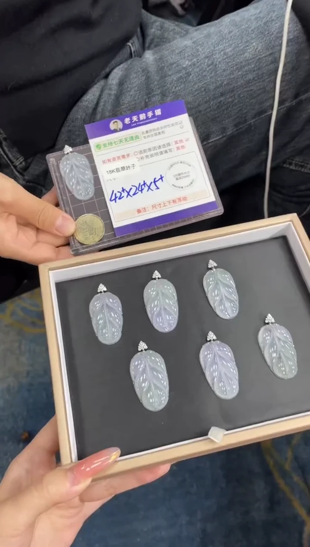 18K金镶嵌挂件翡翠叶子FL19/多样性发其一CP配绳