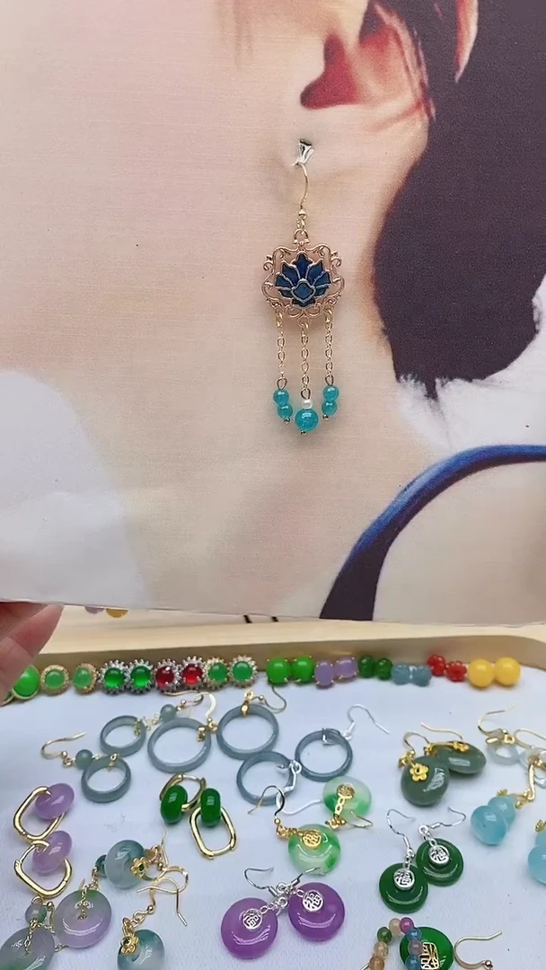 14K金镶嵌耳饰天河石842