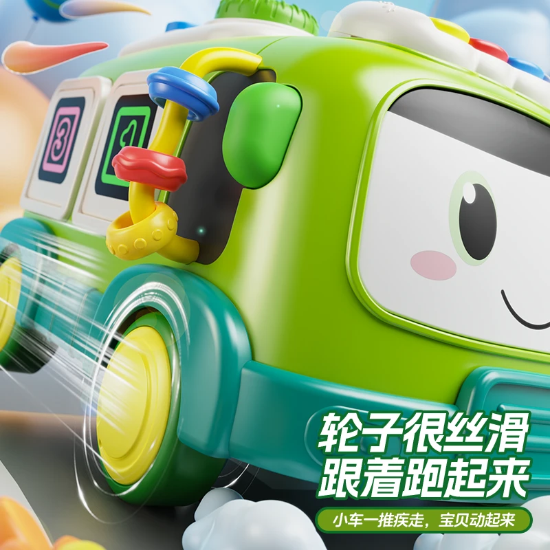 婴儿玩具益智卡通车六面体手敲琴音乐二合一宝宝思维认知早教玩具