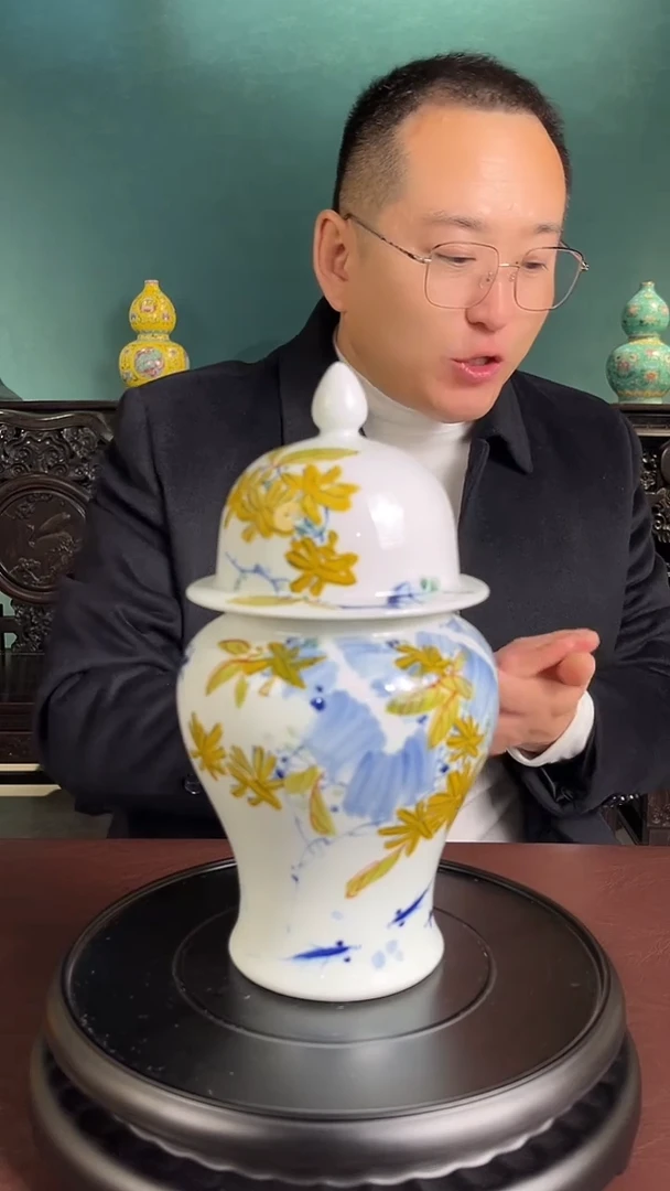 摆件陶瓷秋趣将军罐