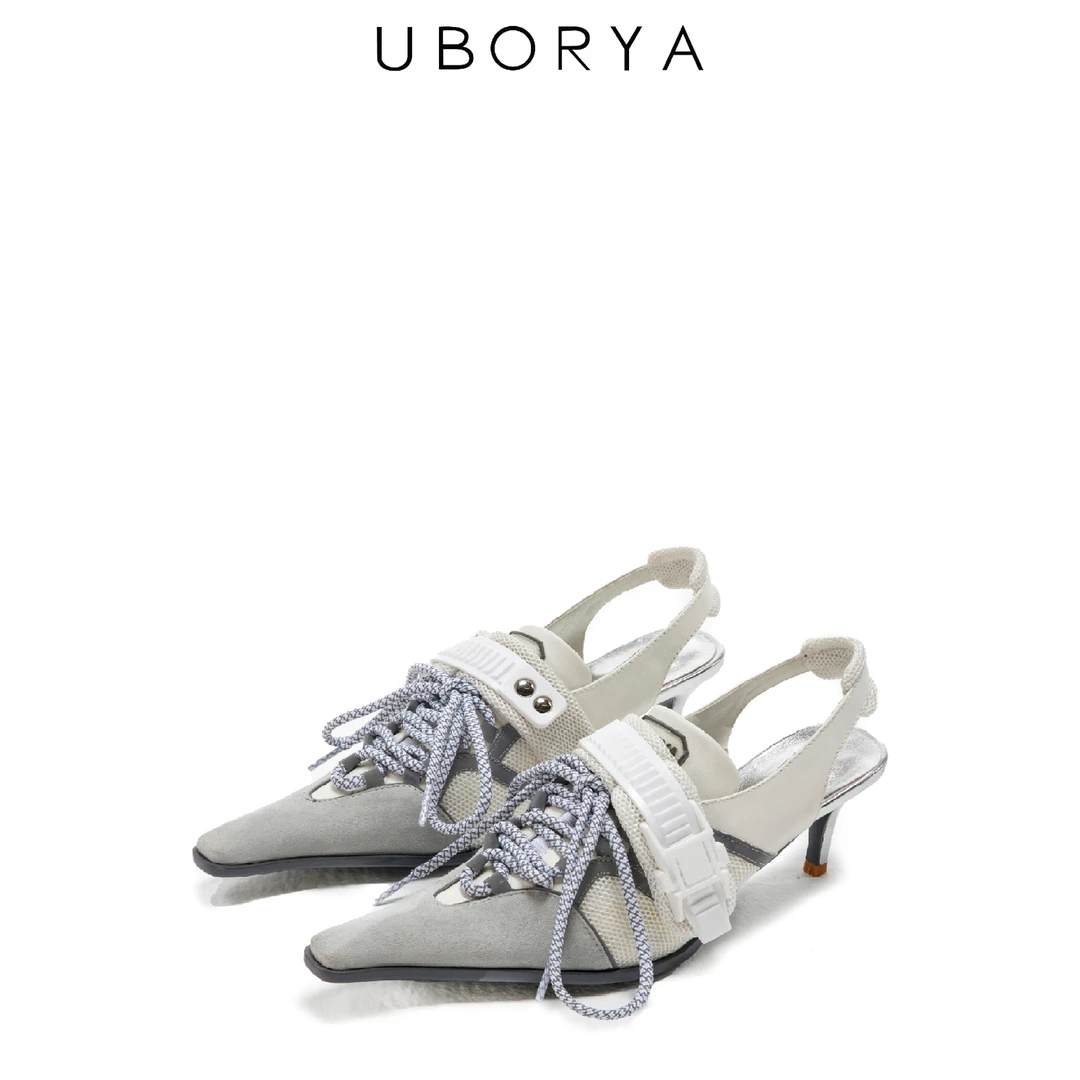 【直播专属】UBORYA设计师原创/超音速/尖头细跟高跟真皮凉鞋女包头