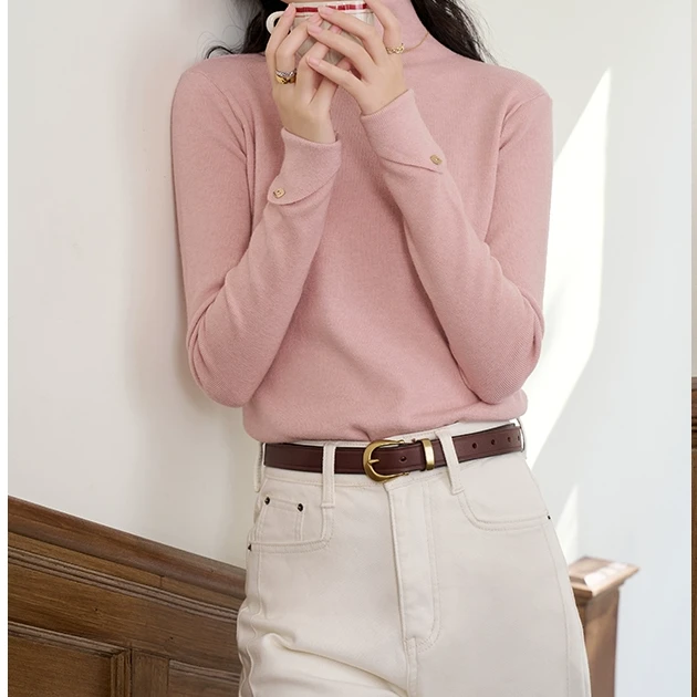 现货【品牌撤柜款ZB】毛针织衫女冬季2024新款纯色百搭上衣L52122