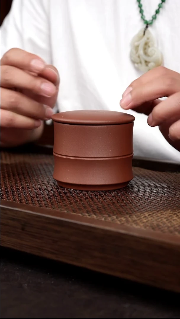 茶壶紫砂底槽清竹节茶叶罐