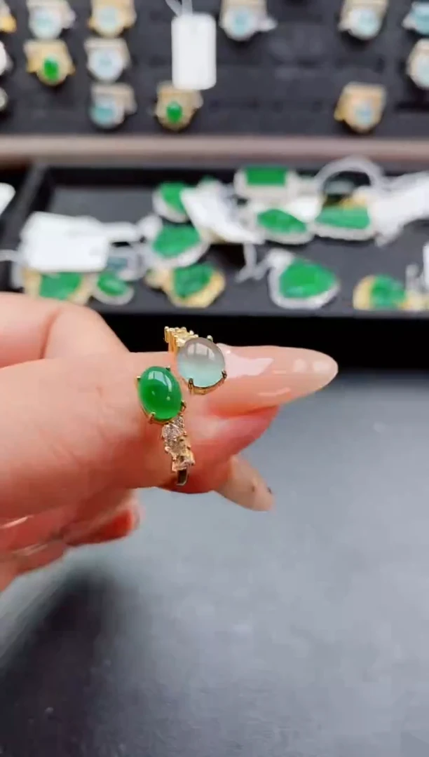 银S925镶嵌戒指翡翠1