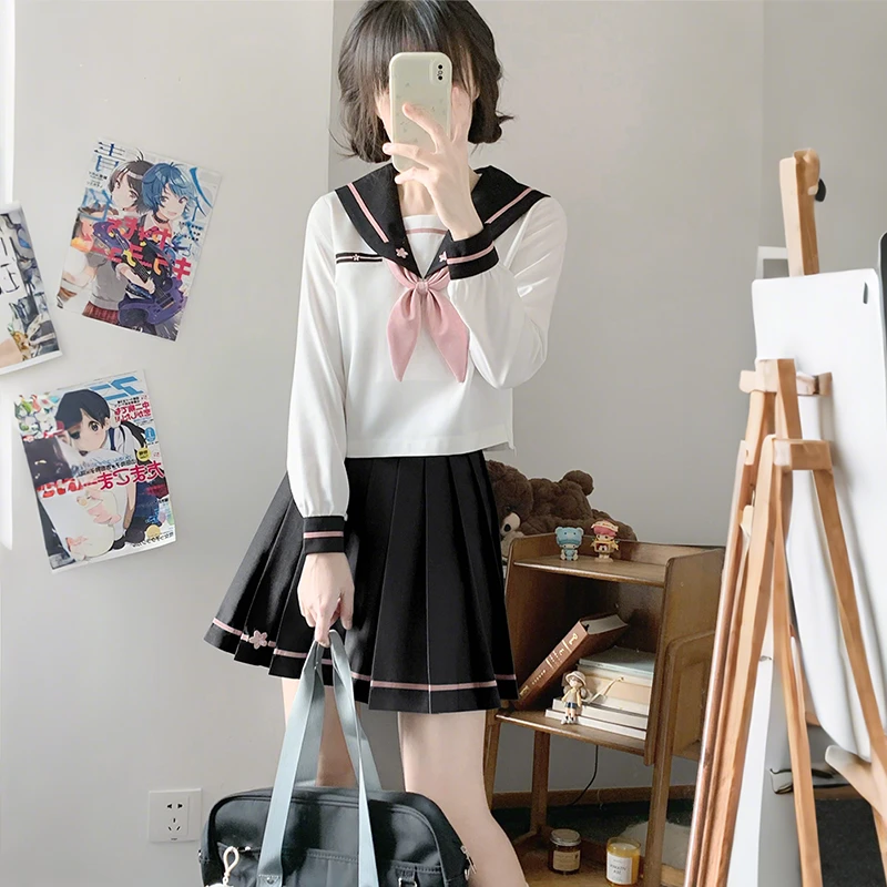 JK原创【樱落】正版日系学院风基础款校供长袖上衣制服水手服套装
