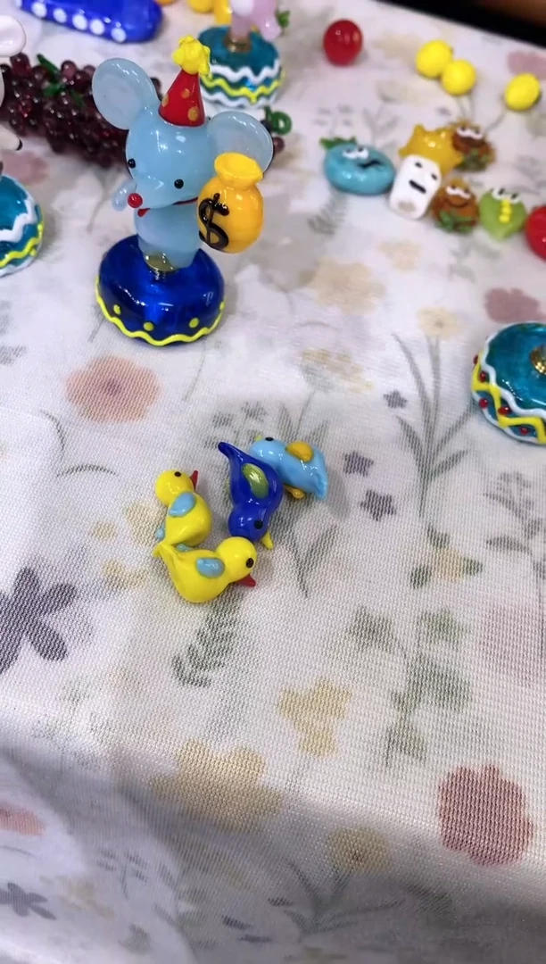琉璃手工艺品4个鸟