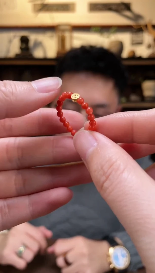 【闪购商品】南红玛瑙戒指18K金镶嵌18K金南红戒指ZX