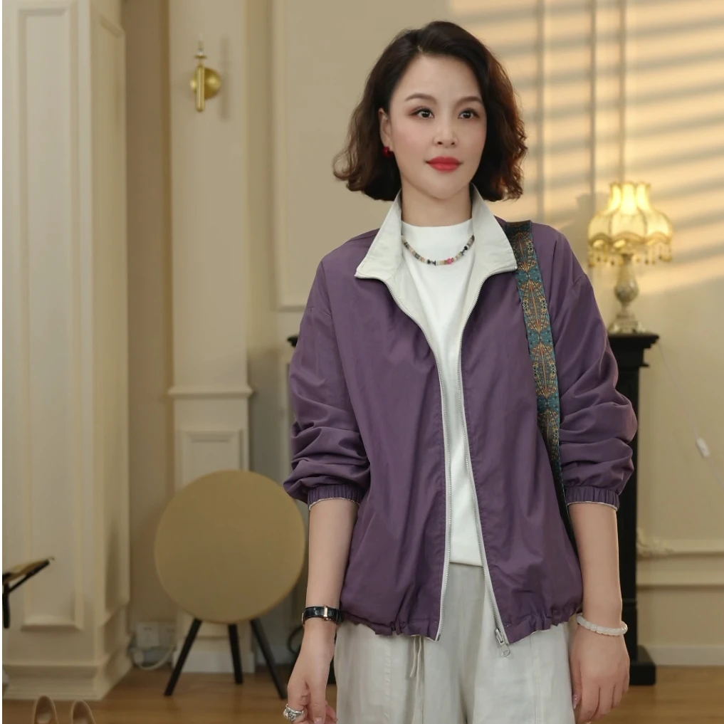 【橘猫美依】女款立领常规秋季短外套宽松拉链女拉链款 217