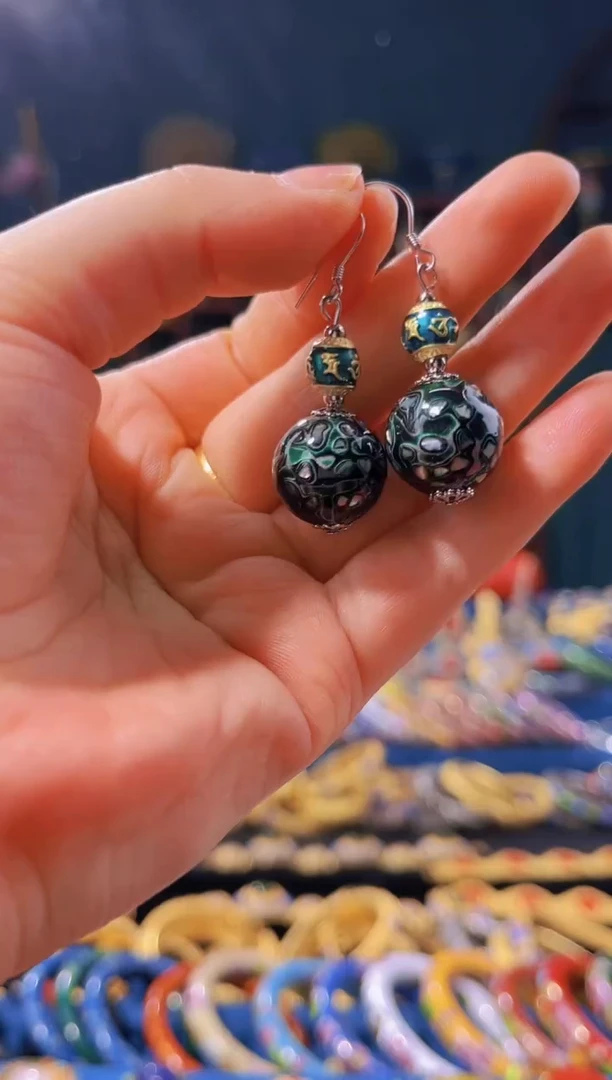 【闪购商品】非遗绝技 犀皮漆耳环 绿