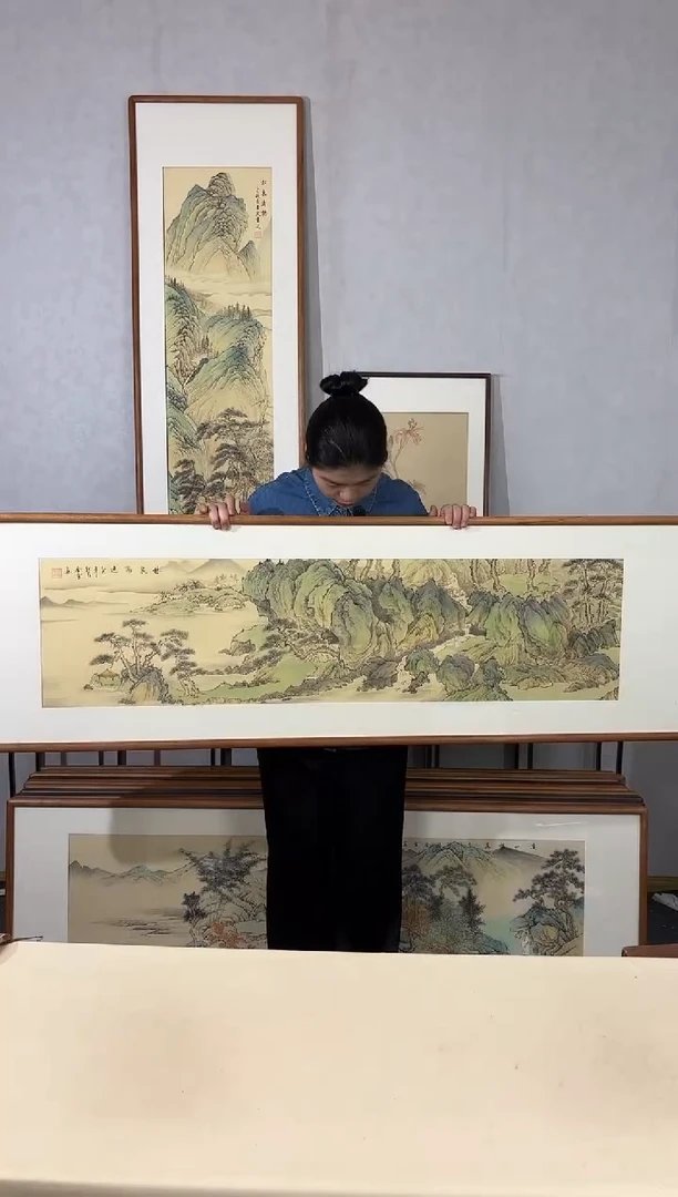 国画手绘*林泉高逸*52*172cm带框发货