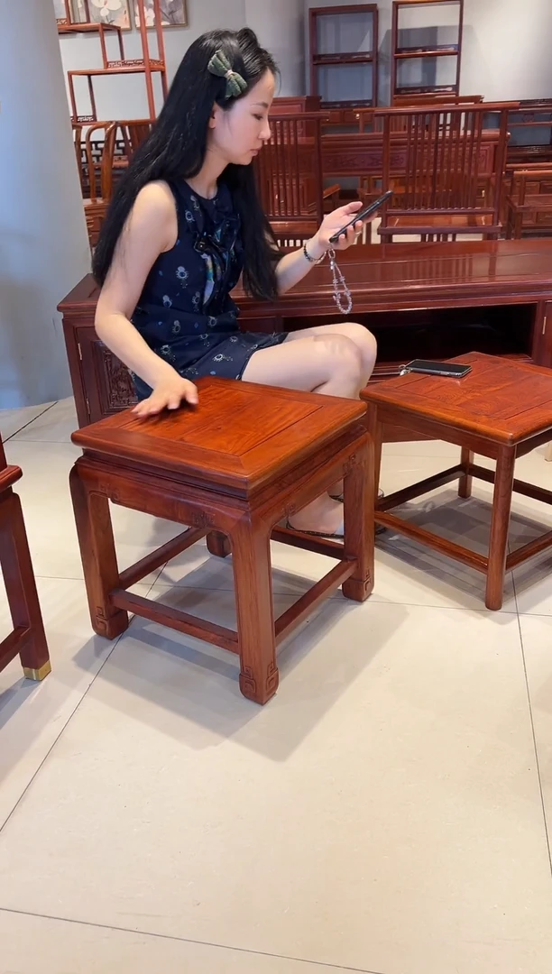 花梨木类成套家具大果紫檀马蹄凳1条
