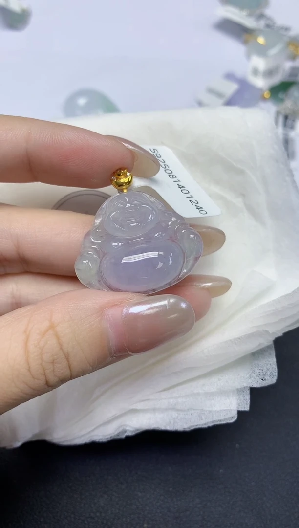 颈饰18K金镶嵌翡翠天然缅甸翡翠A货多样性发一件