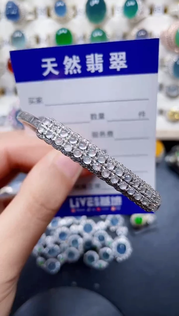 银S925镶嵌手镯翡翠196