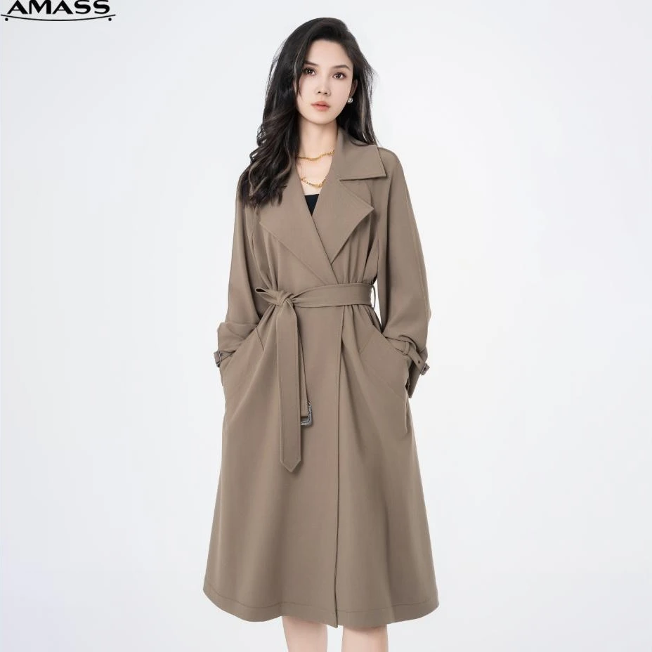 AMASS/阿玛施早秋新款英伦气质法式休闲显瘦卡其色风衣女5400848