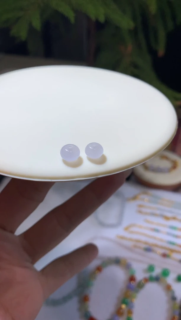 未镶嵌定制翡翠7.4*4.8*卡鼓珠2个118+11