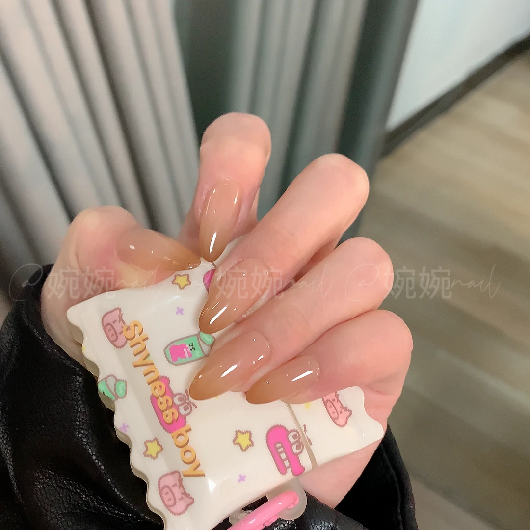 【棕色渐变】纯手工简约百搭渐变穿戴甲