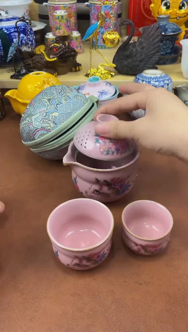 陶瓷茶具摆件旅行套组