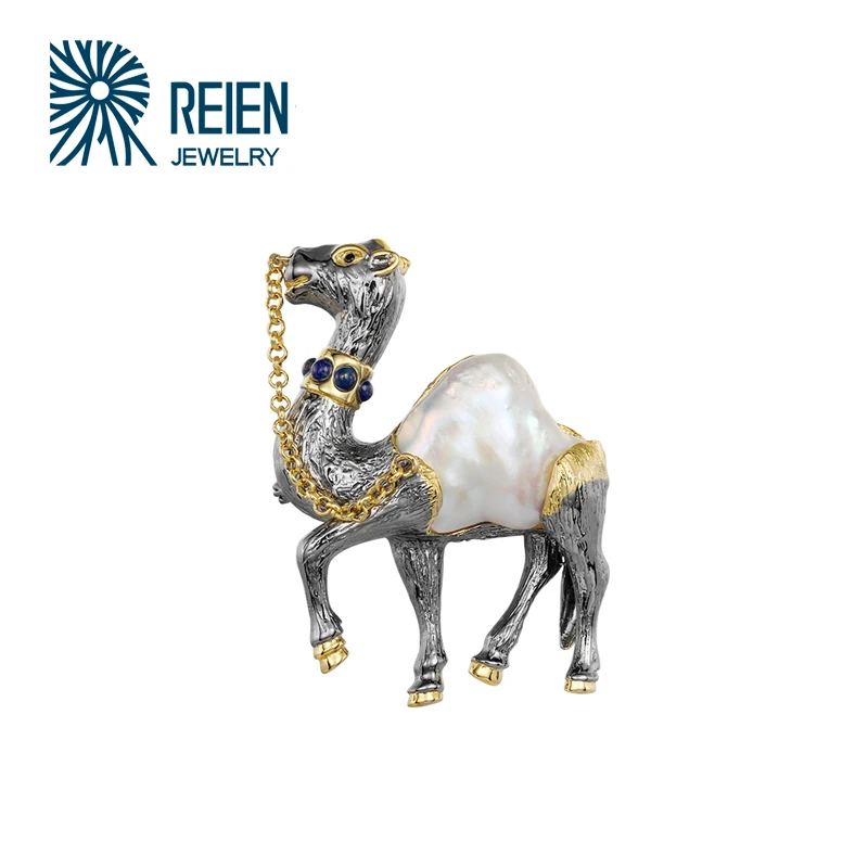 REIEN 925银合成锆石胸针 【骆驼】小众设计 手工镶嵌 胸针TA3239