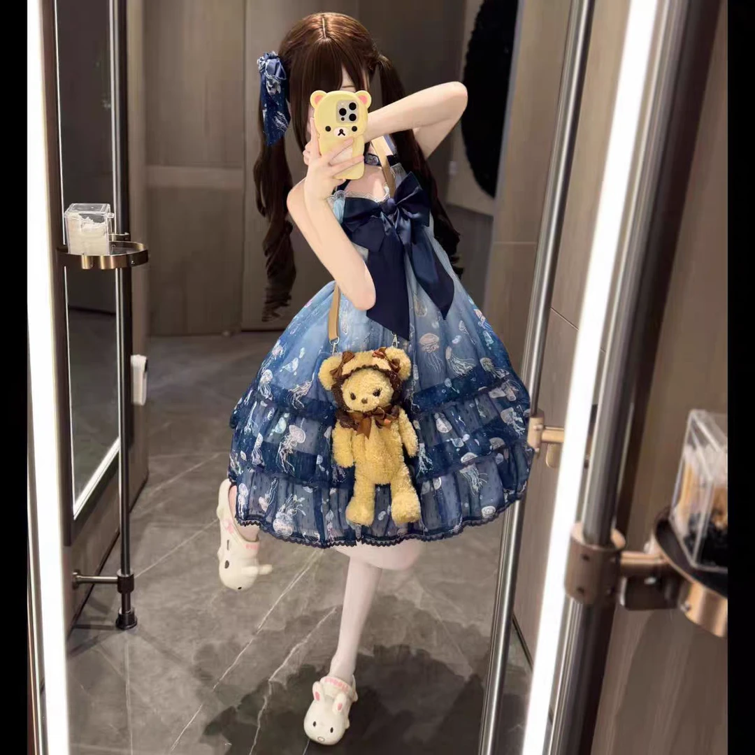 小水母实体店预约 兔耳工厂三段 海边洛丽塔lolita平价LO裙夏日