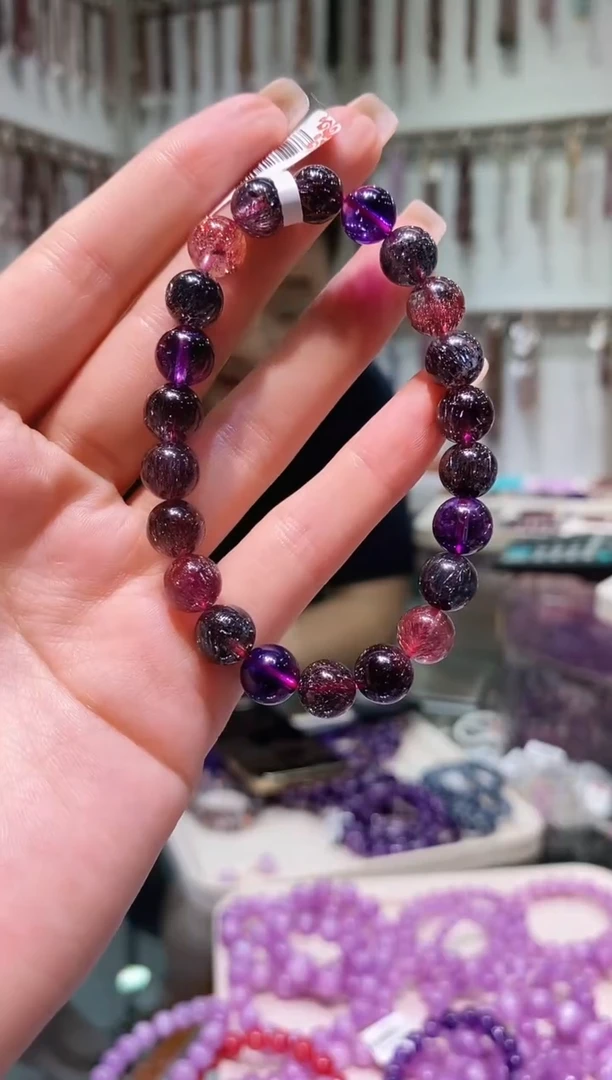 水晶手链未镶嵌69多样性发其一黑加仑超七8.+