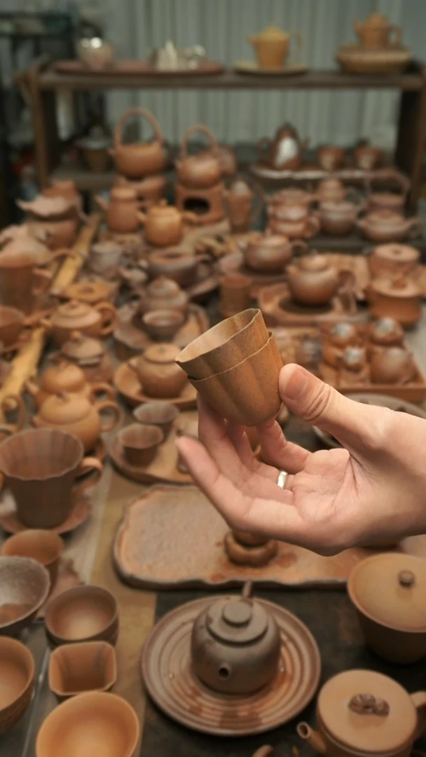 原矿老岩泥精工  敛口花瓣杯2g