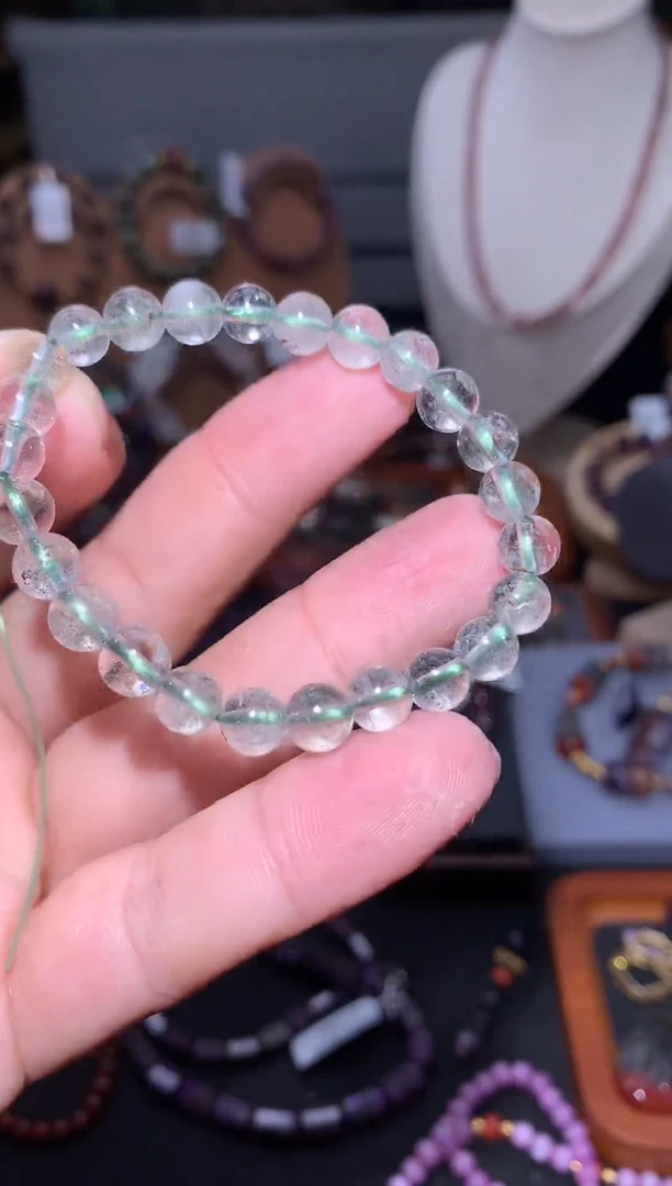 未镶嵌珠宝半成品水晶绿幽灵圆珠手串