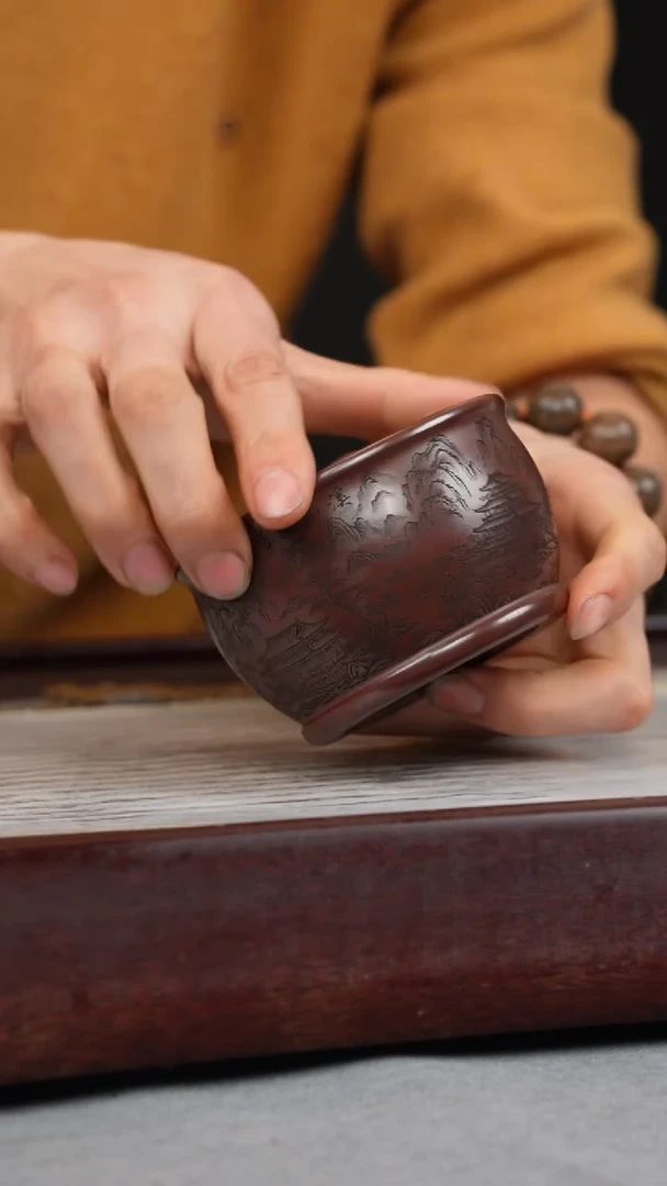 【闪购商品】紫砂茶壶石红 山水杯（新）