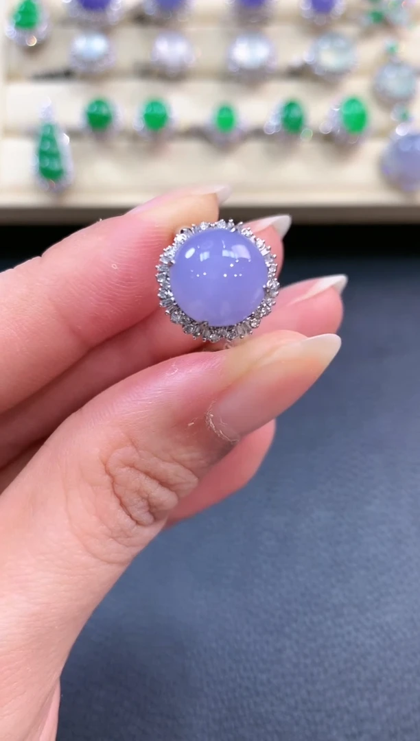 【闪购商品】翡翠戒指18K金镶嵌b129有色差