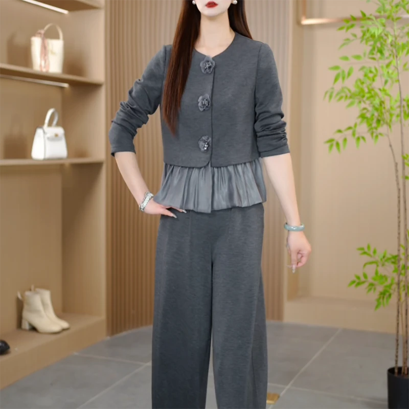 25089秋季新款时尚气质显瘦修身减龄长袖女装真二件套