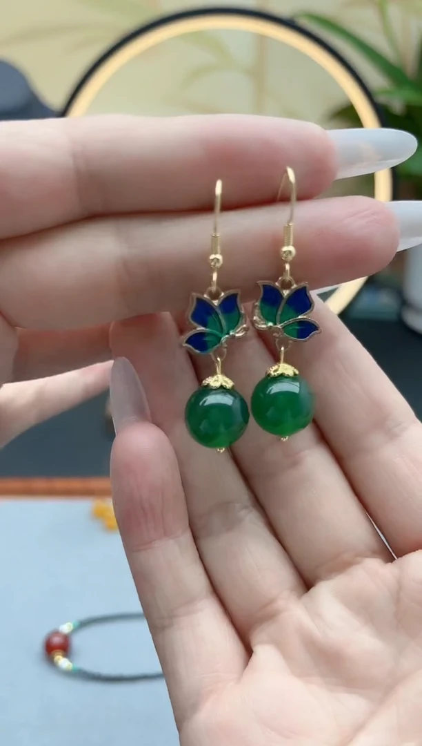 玛瑙/玉髓耳饰银S925镶嵌635