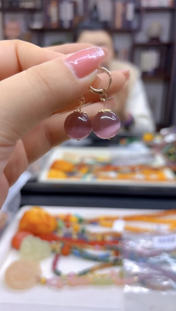 【闪购商品】碧玺猫眼耳饰14K金镶嵌E698