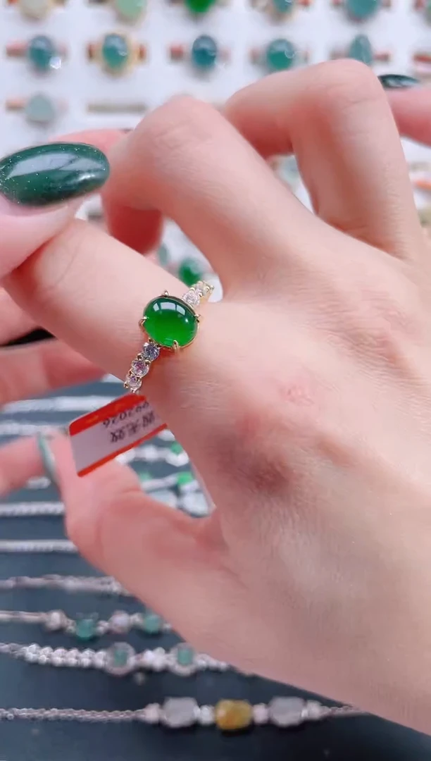 银S925镶嵌戒指翡翠天然翡翠