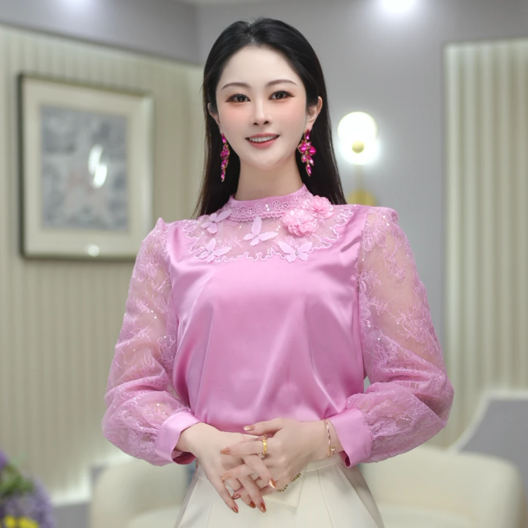 米娅 春季新款洋气减龄气质衬衫长袖时尚百搭显瘦女士衬衣 DY5457