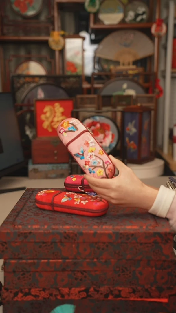 扇子眼镜盒  绣花非遗