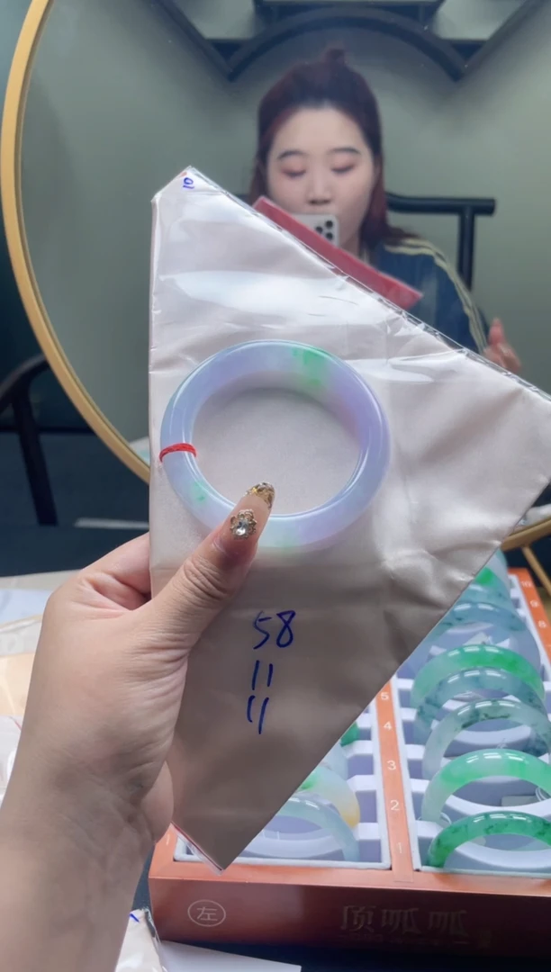 未镶嵌手镯翡翠【顶呱呱珠宝】天然缅甸A货翡翠手镯58圆条