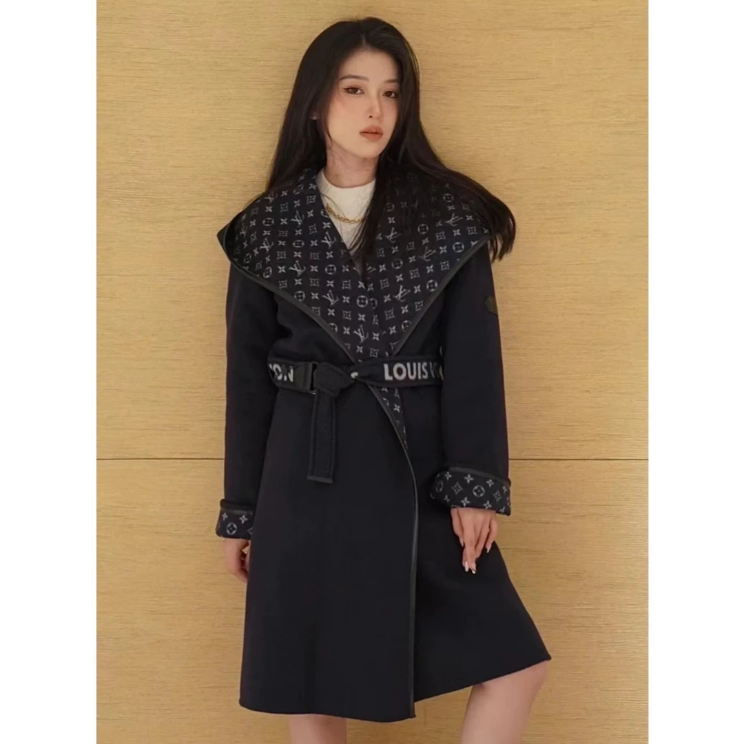 99新 LouisVuitton/路易威登 花花特价 绵羊毛 老花 LV 双面 大衣