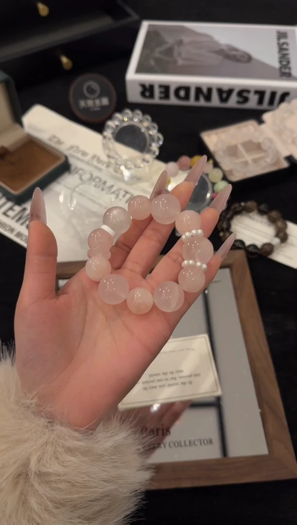 未镶嵌手链水晶粉水晶x3665