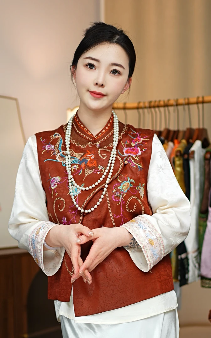 CHUNTIAN/李李国风【云锦】新中式重工刺绣设计款时尚马甲