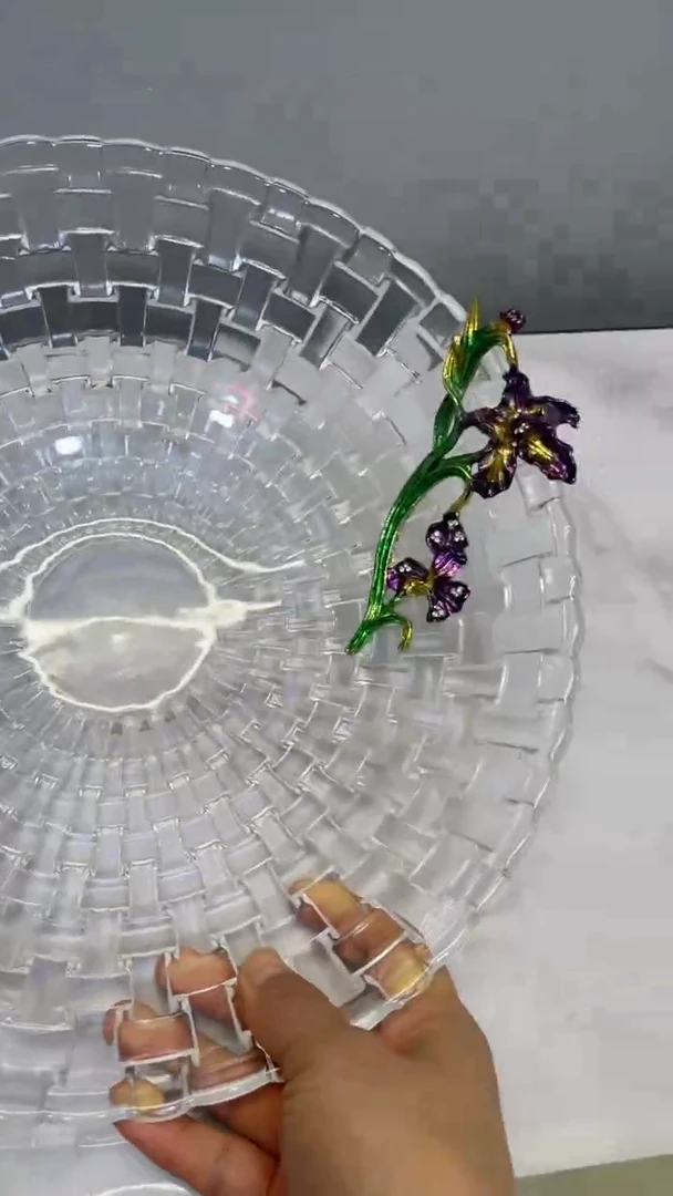 陶瓷晨*鸢尾花果盘