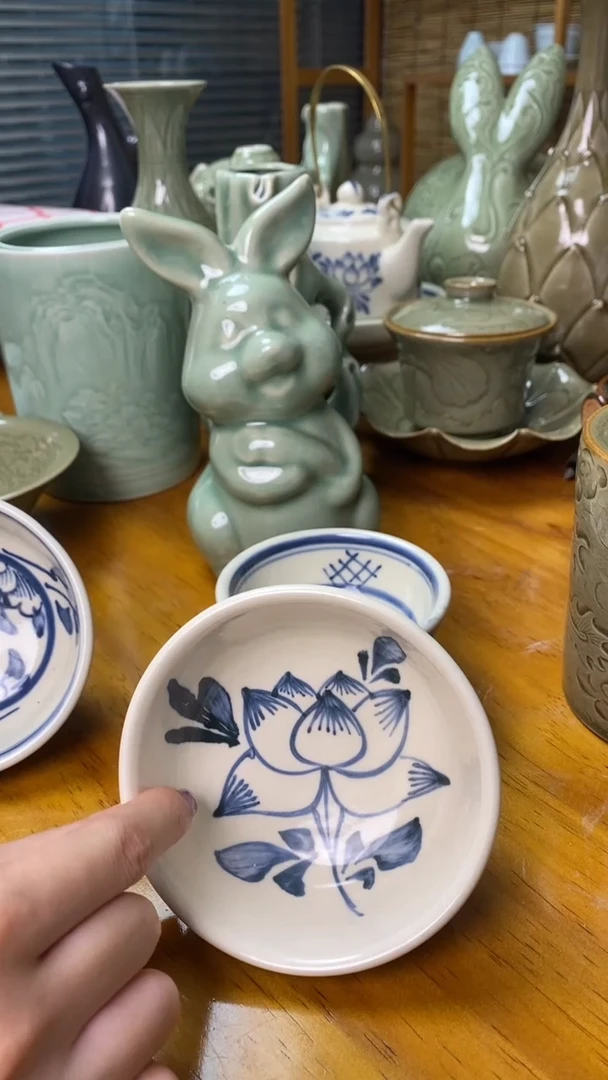 杯兰花瓷荷花大茶盏