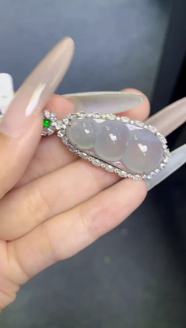 颈饰18K金镶嵌翡翠天然缅甸翡翠A货百元以上9元证书费自理