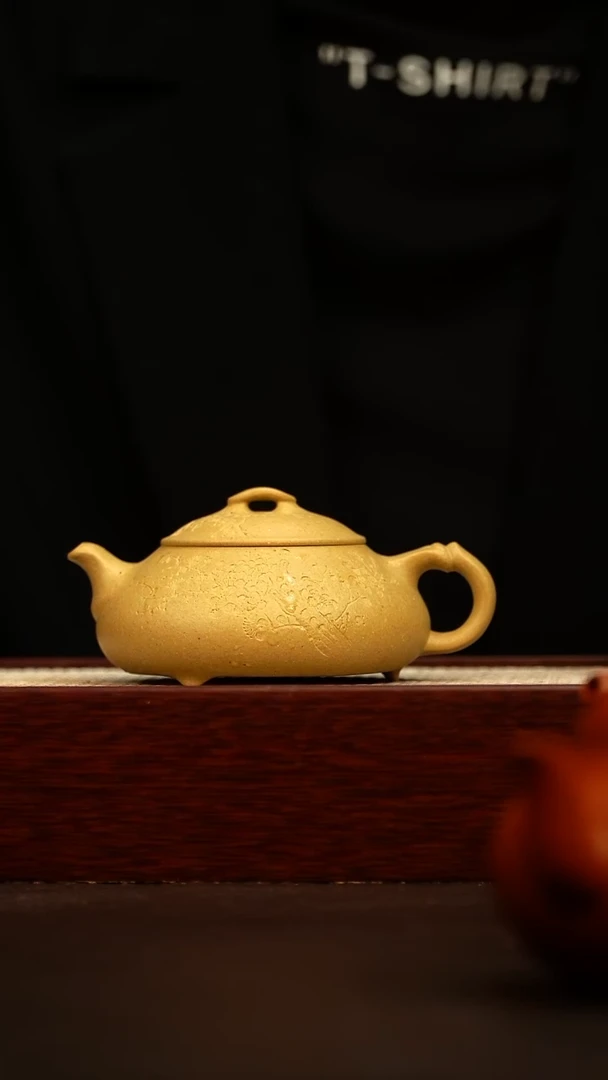 茶壶紫砂墨梅简瓢 140cc 原矿梨皮绿